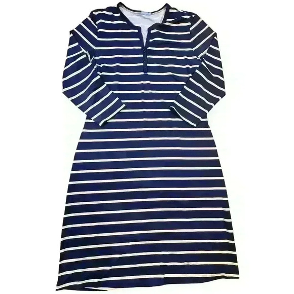 J. McLaughlin Women’s Striped Lynn Henley Dress Size Large Catalina Cloth - Picture 2 of 7